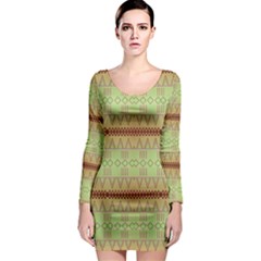 Aztec Pattern Long Sleeve Bodycon Dress