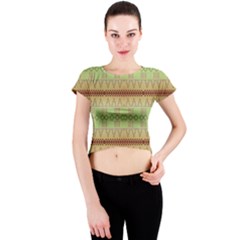 Aztec Pattern Crew Neck Crop Top