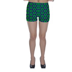 Stars In Hexagons Pattern Skinny Shorts