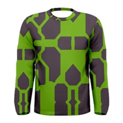 Brown Green Shapes Men Long Sleeve T-shirt by LalyLauraFLM