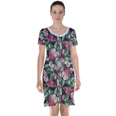 Floral Grunge Print Short Sleeve Nightdress