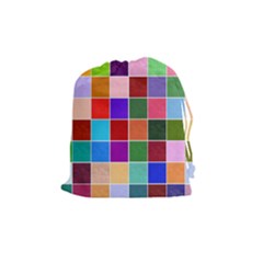 Multi Colour Squares Pattern Drawstring Pouches (medium) 