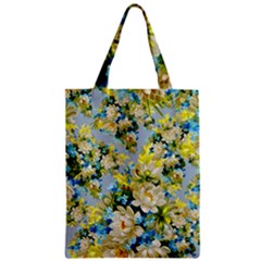 Vintage Floral Pattern Zipper Classic Tote Bags