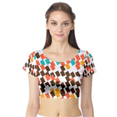 Rectangles On A White Background Short Sleeve Crop Top