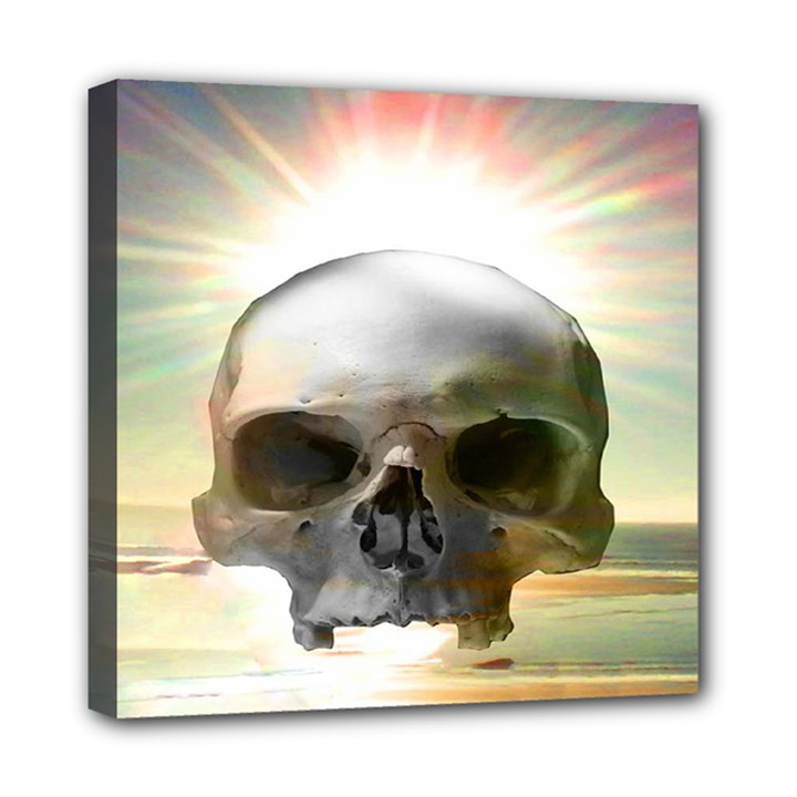 Skull Sunset Mini Canvas 8  x 8 