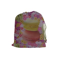 Macaroons And Floral Delights Drawstring Pouches (large) 