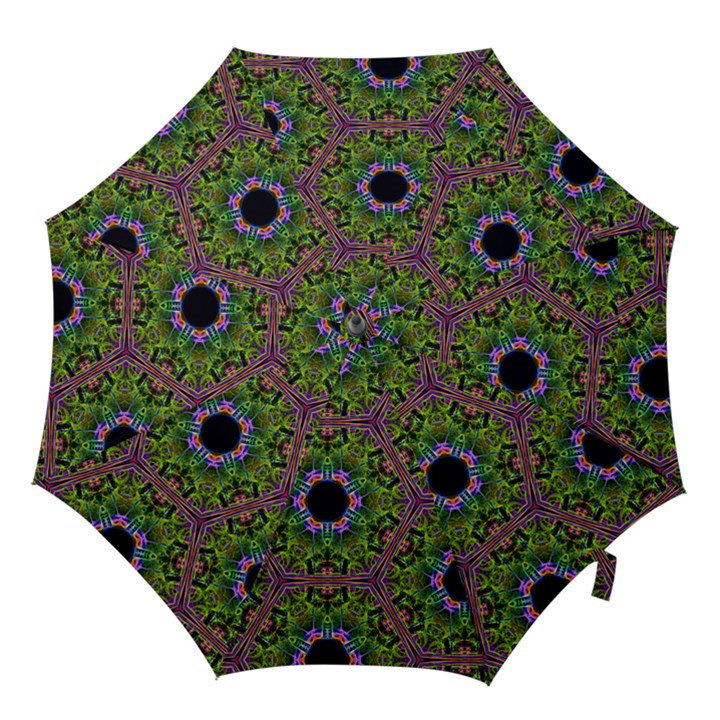 Repeated Geometric Circle Kaleidoscope Hook Handle Umbrellas (Large)