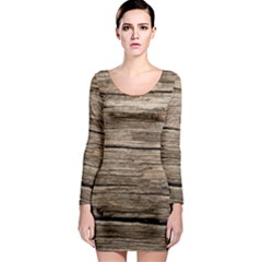 Weathered Wood Long Sleeve Bodycon Dresses