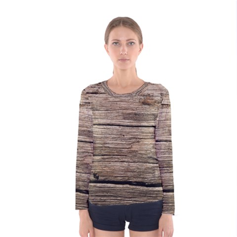 Weathered Wood Women s Long Sleeve T-shirts by trendistuff