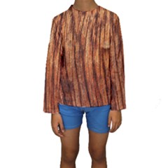 Old Brown Weathered Wood Kid s Long Sleeve Swimwear