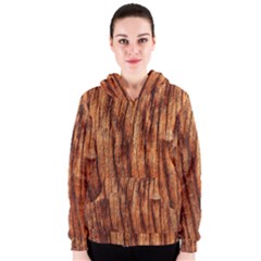 Old Brown Weathered Wood Women s Zipper Hoodies