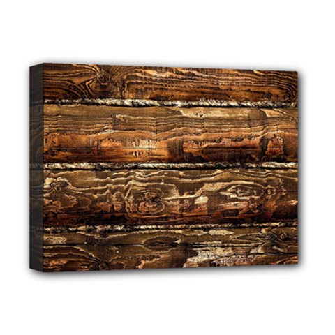 Dark Stained Wood Wall Deluxe Canvas 16  X 12   by trendistuff