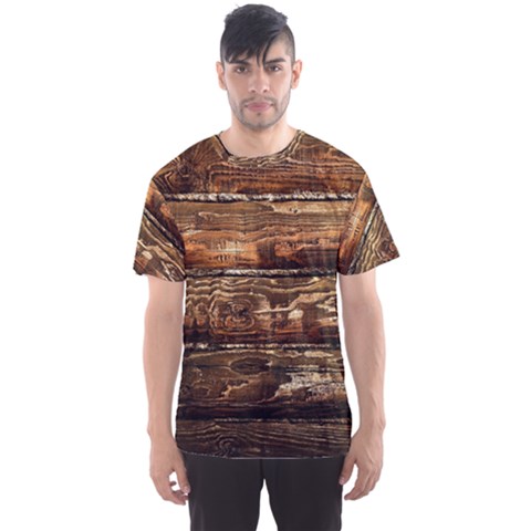 Dark Stained Wood Wall Men s Sport Mesh Tees by trendistuff