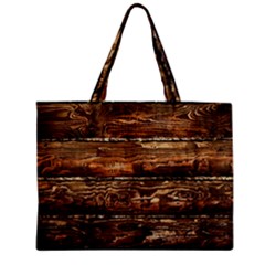 Dark Stained Wood Wall Zipper Tiny Tote Bags