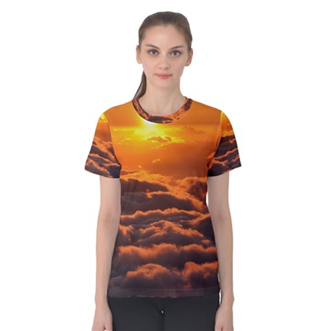 Sunset Over Clouds Women s Cotton Tee by trendistuff