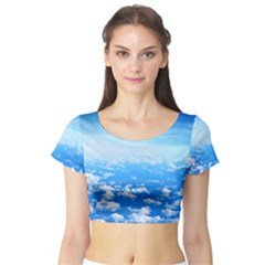 Clouds Short Sleeve Crop Top