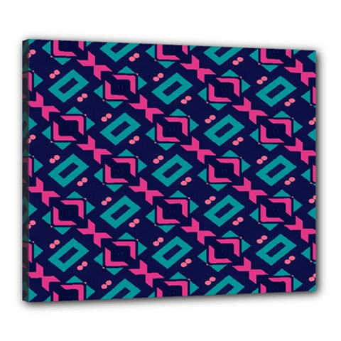 Pink And Blue Shapes Pattern Canvas 24  X 20  (stretched)