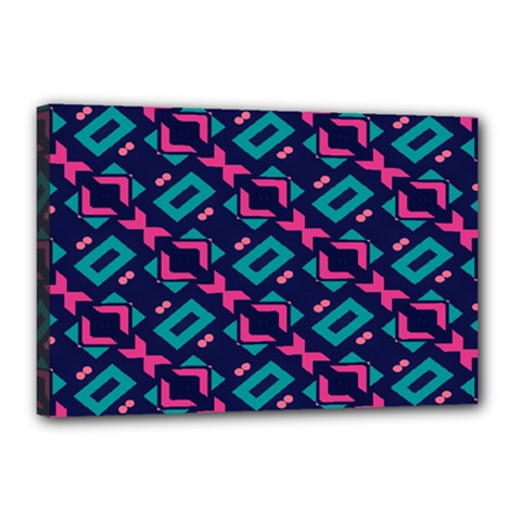 Pink And Blue Shapes Pattern Canvas 18  X 12  (stretched)