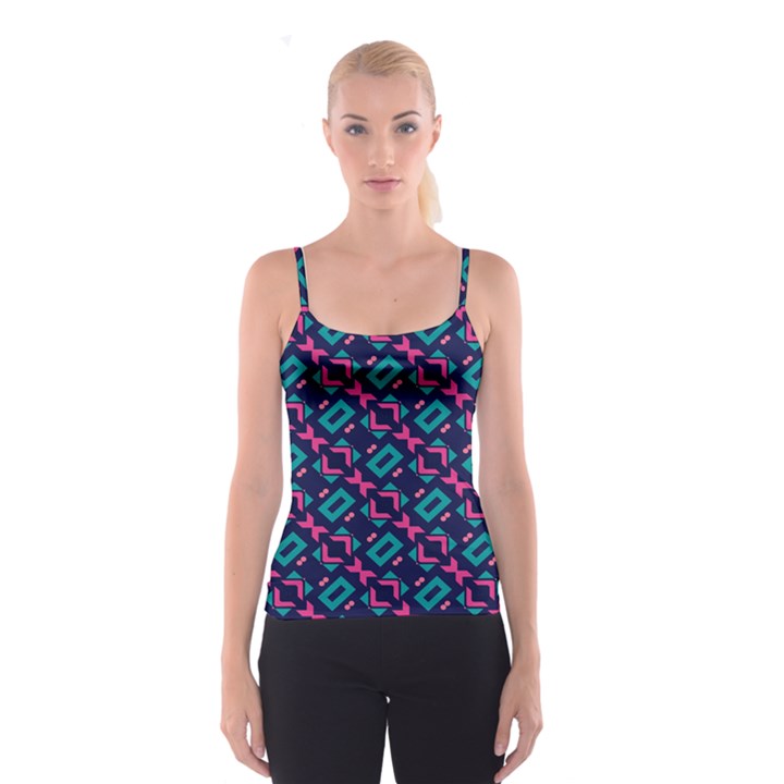 Pink and blue shapes pattern Spaghetti Strap Top