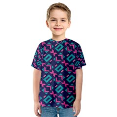 Pink And Blue Shapes Pattern Kid s Sport Mesh Tee