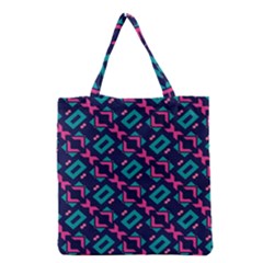 Pink And Blue Shapes Pattern Grocery Tote Bag