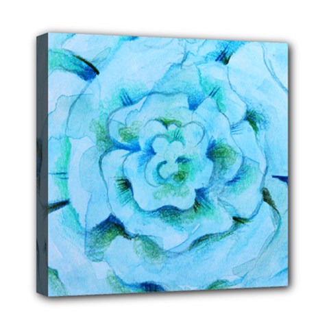 Blue Flower Mini Canvas 8  X 8 