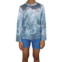 Ocean Waves Kid s Long Sleeve Swimwear