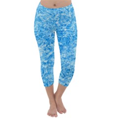 Blue Ice Crystals Capri Winter Leggings 