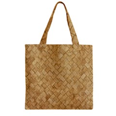 Tan Diamond Brick Zipper Grocery Tote Bags by trendistuff