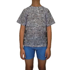 Stone Wall Grey Kid s Short Sleeve Swimwear