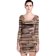 Stone Wall Brown Long Sleeve Bodycon Dresses by trendistuff