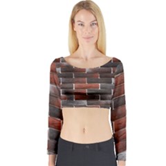 Red And Black Brick Wall Long Sleeve Crop Top