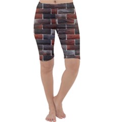 Red And Black Brick Wall Cropped Leggings