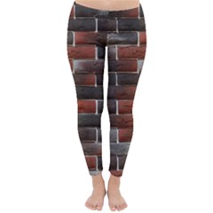 Red And Black Brick Wall Winter Leggings  by trendistuff