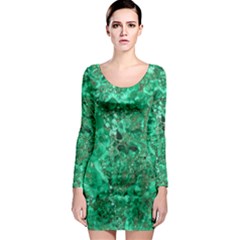 Marble Green Long Sleeve Bodycon Dresses