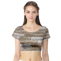 Light Brick Wall Short Sleeve Crop Top