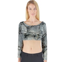 Grey Stone Pile Long Sleeve Crop Top