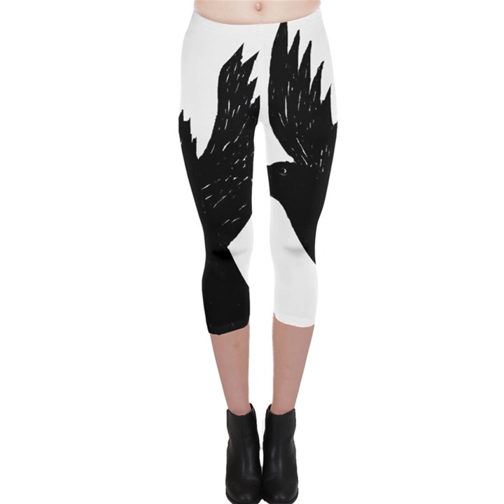 Hovering crow Capri Leggings