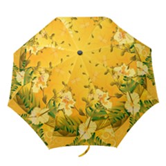 Wonderful Soft Yellow Flowers With Dragonflies Folding Umbrellas