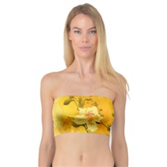 Wonderful Soft Yellow Flowers With Dragonflies Women s Bandeau Tops by FantasyWorld7