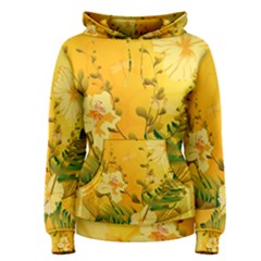 Wonderful Soft Yellow Flowers With Dragonflies Women s Pullover Hoodies