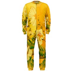 Wonderful Soft Yellow Flowers With Dragonflies Onepiece Jumpsuit (men) 