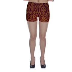 Royal Red And Gold Skinny Shorts