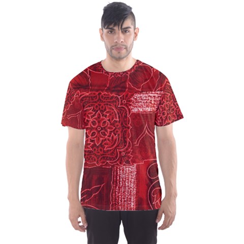 Red Patchwork Men s Sport Mesh Tees by trendistuff