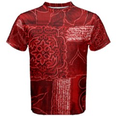 Red Patchwork Men s Cotton Tees