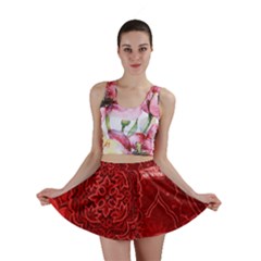 Red Patchwork Mini Skirts