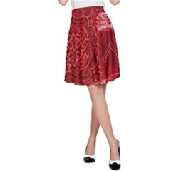 Red Patchwork A-line Skirt