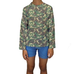 Camo Woodland Kid s Long Sleeve Swimwear