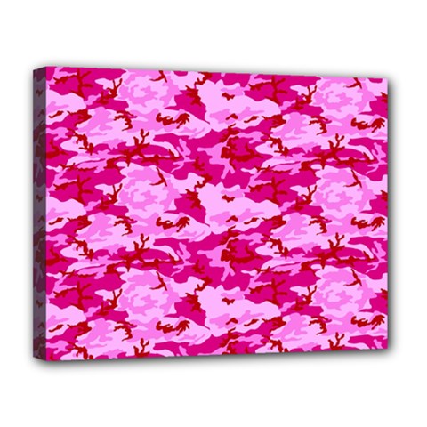 Camo Pink Canvas 14  X 11  by trendistuff