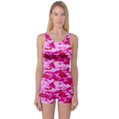 Camo Pink One Piece Boyleg Swimsuit